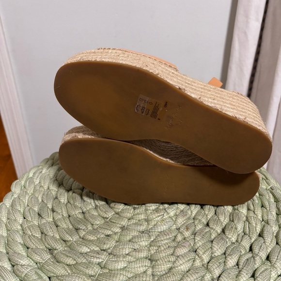 & Other Stories Beige Tan Leather Open Toe Platform Wedge Espadrille Sandals - Picture 10 of 13